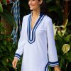 Women Cabana Life | White/Navy Terry Tunic