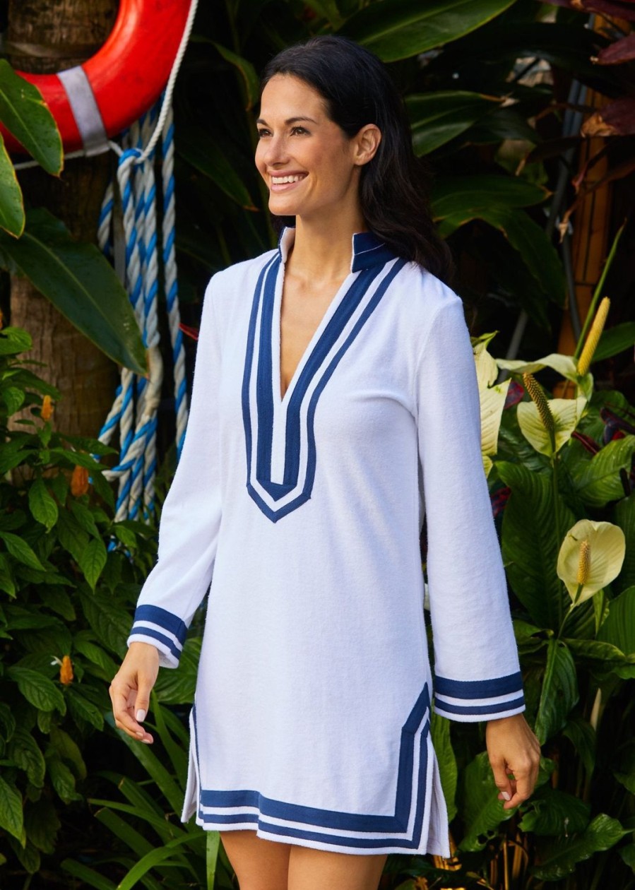 Women Cabana Life | White/Navy Terry Tunic