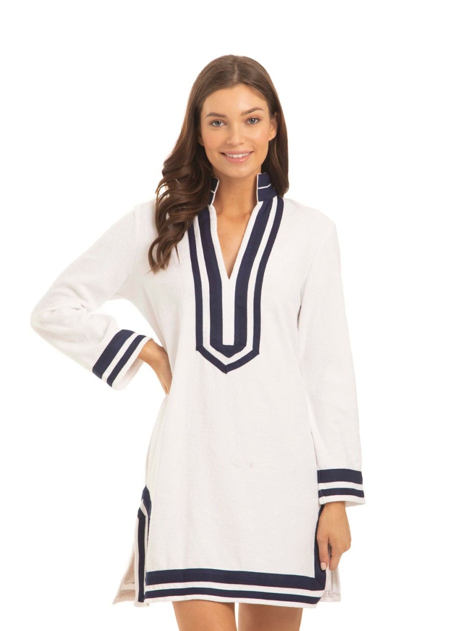 Women Cabana Life | White/Navy Terry Tunic