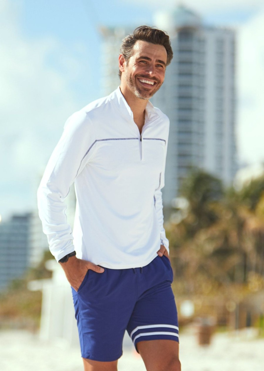 Men Cabana Life | Men'S White Sport Zip Top