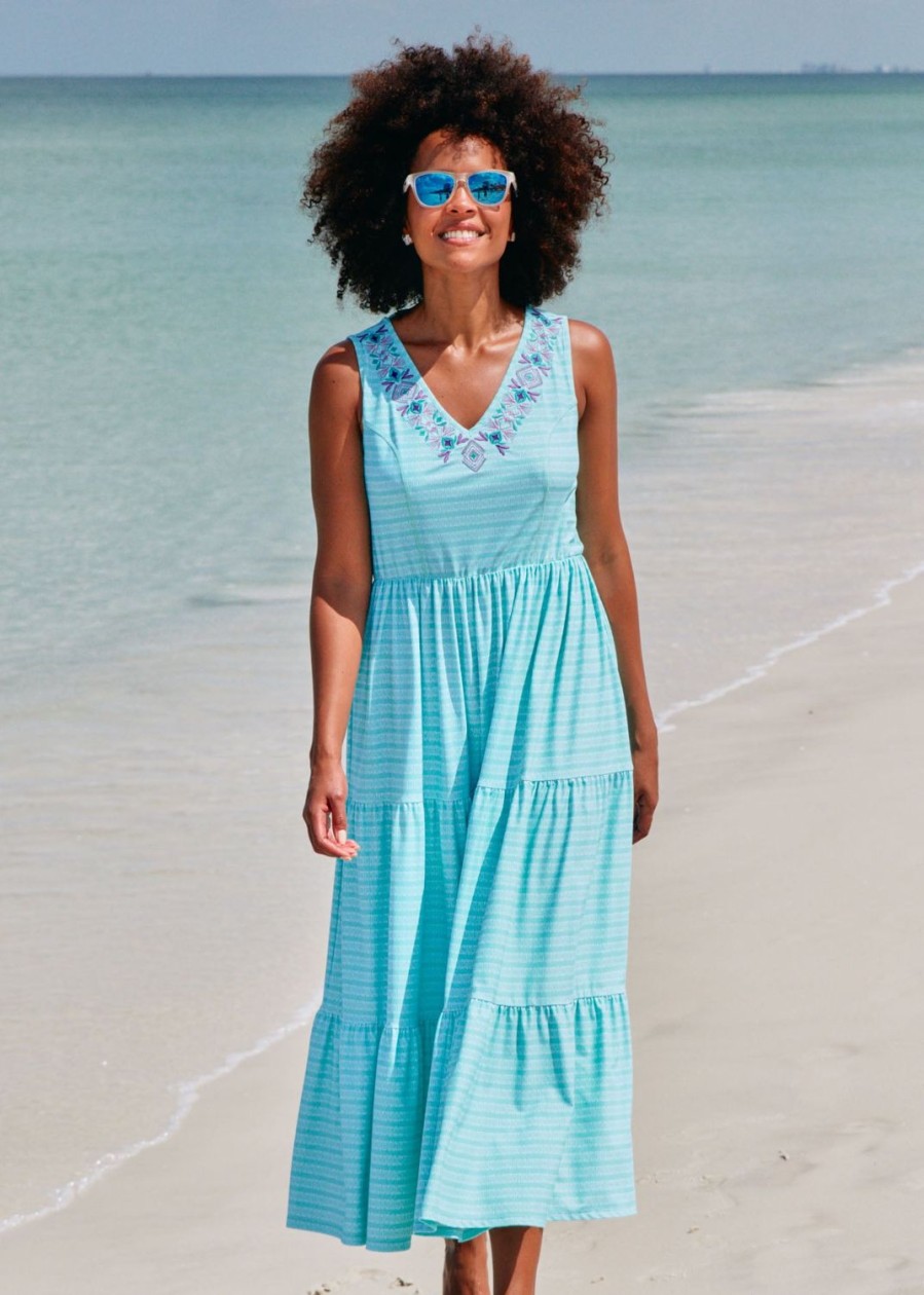 Women Cabana Life | Flowy Naples Embroidered Tiered Maxi Dress