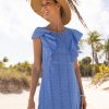 Women Cabana Life | Blue Eyelet Ruffle Dress