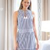 Women Cabana Life | Navy Stripe Smocked Waist Dress