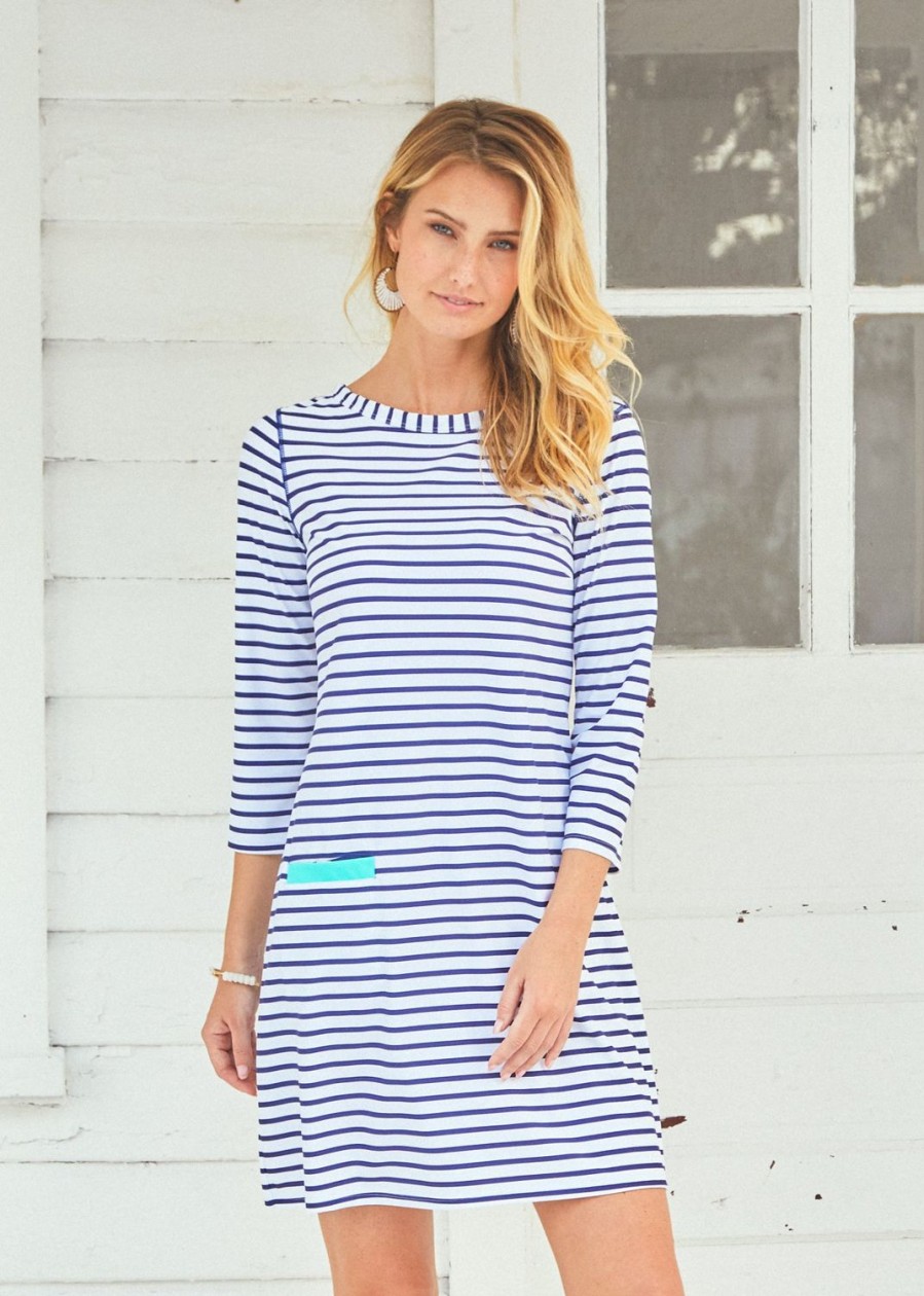 Women Cabana Life | Navy Stripe Cabana Shift Dress