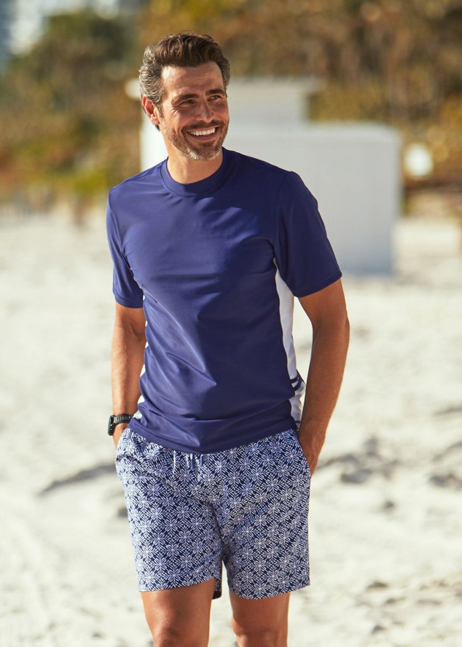 Men Cabana Life | Men'S Navy Short Sleeve Rashguard