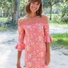 Women Cabana Life | Coral Metallic Off The Shoulder Dress