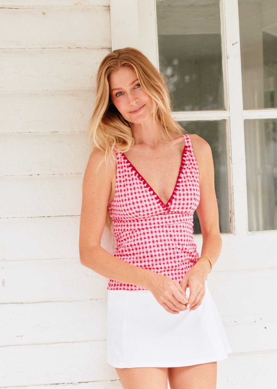 Women Cabana Life | Coral Gables Reversible Embroidered Tankini Top