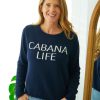 Women Cabana Life | Navy Cabana Life Crewneck Sweater