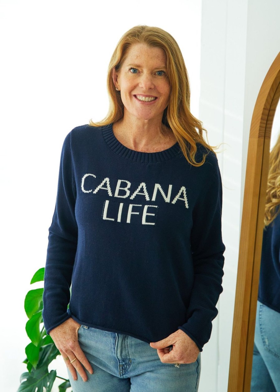 Women Cabana Life | Navy Cabana Life Crewneck Sweater