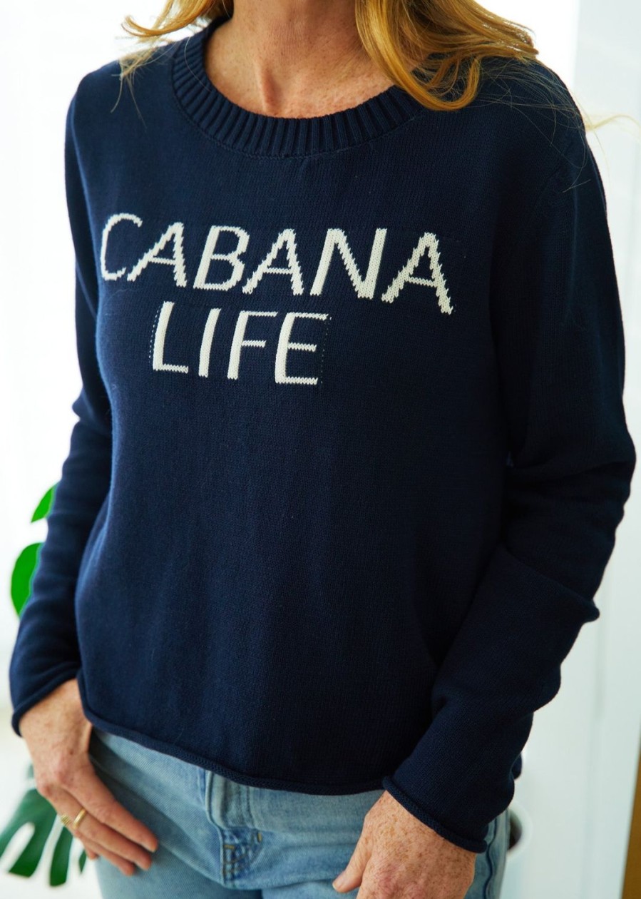 Women Cabana Life | Navy Cabana Life Crewneck Sweater