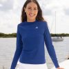 Women Cabana Life | Women'S Navy Stripe Zipper Rashguard | Upf 50+