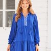 Women Cabana Life | Navy Embroidered Tiered Dress