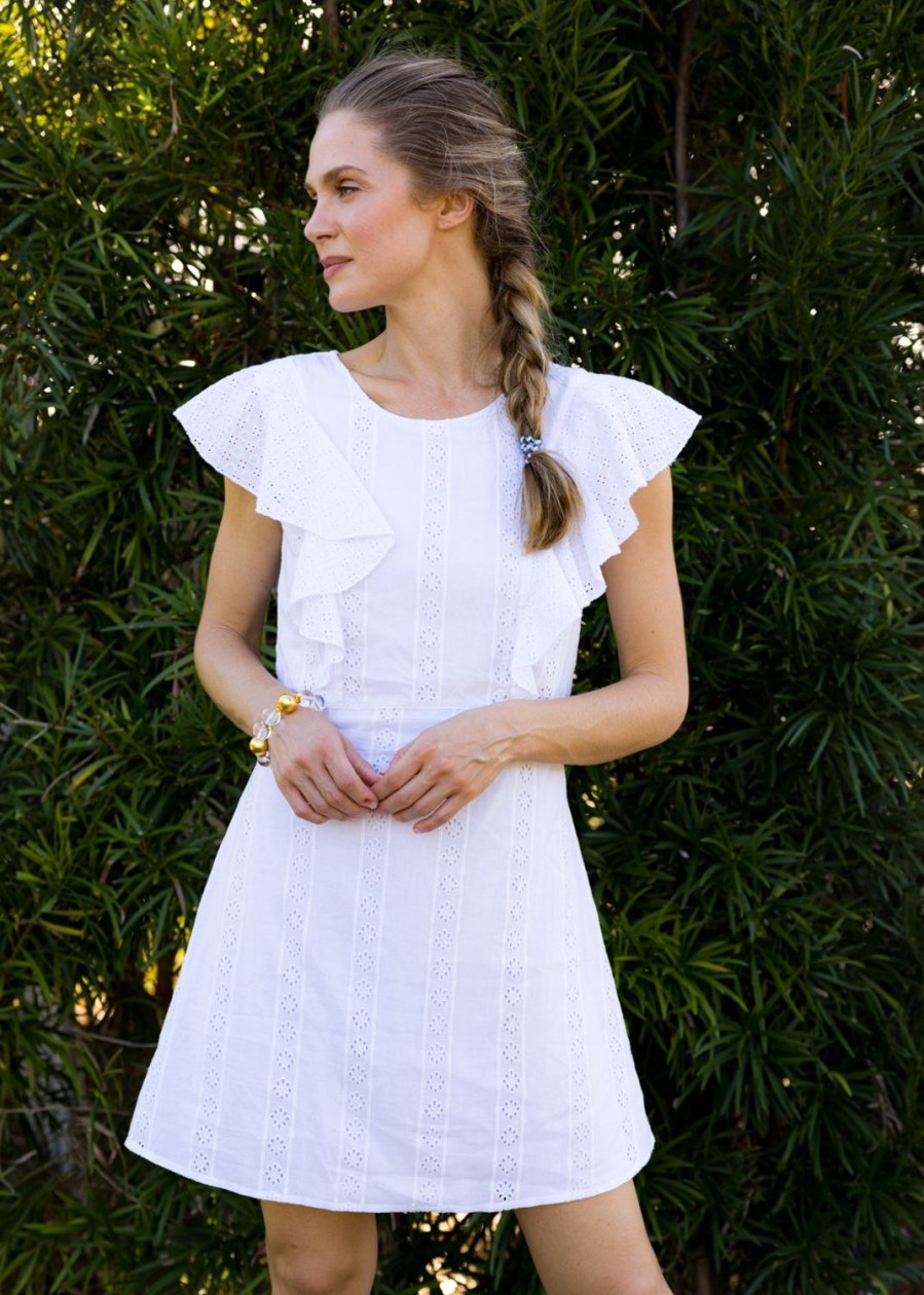 Women Cabana Life | White Eyelet Ruffle Dress