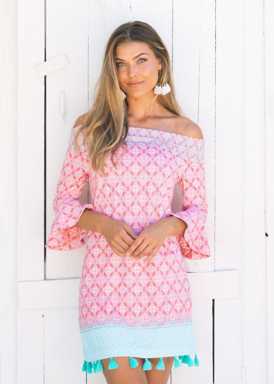 Women Cabana Life | Coral Tides Off The Shoulder Dress