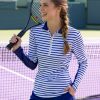 Women Cabana Life | Navy Stripe 1/4 Zip Sport Top