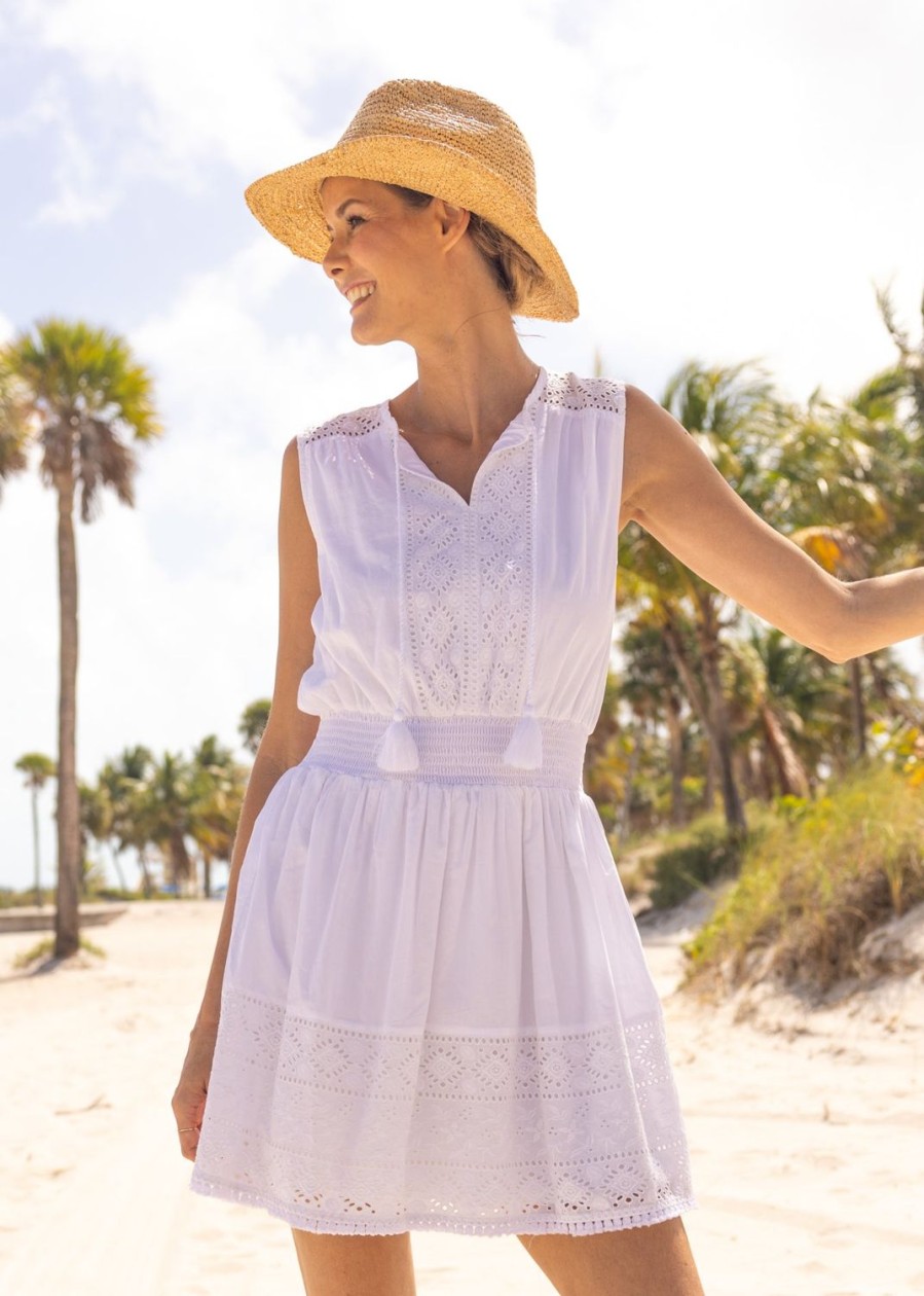 Women Cabana Life | White Eyelet Sleeveless Dress