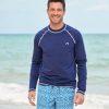 Men Cabana Life | Navy Men'S Long Sleeve Rashguard | Upf 50+ & Quick Dry