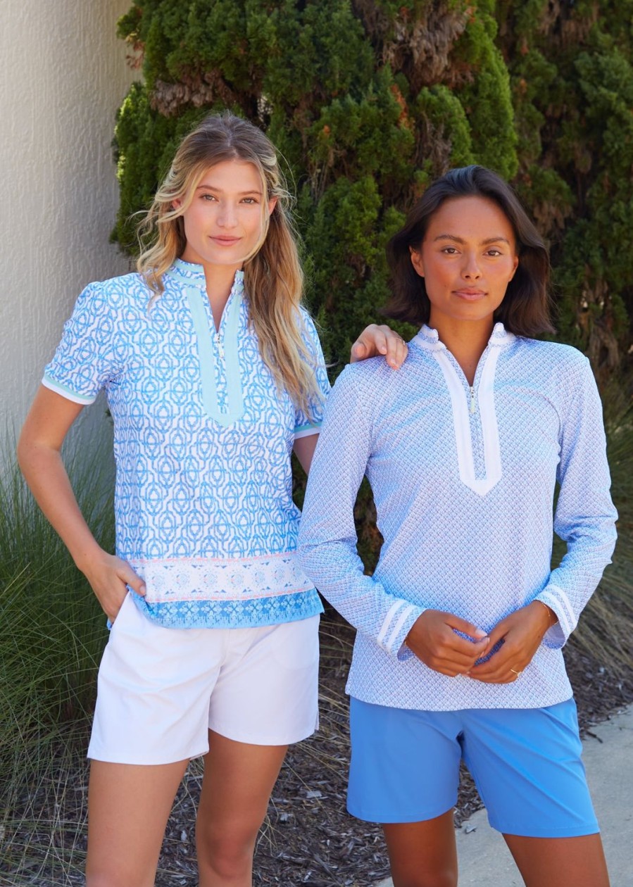 Women Cabana Life | Lake Como Short Sleeve Collared Quarter Zip