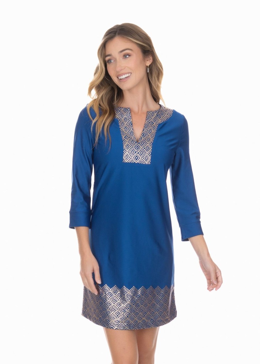 Women Cabana Life | Navy Metallic Tunic Dress