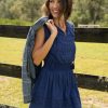 Women Cabana Life | Navy Eyelet Sleeveless Dress