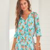 Women Cabana Life | Aqua Citrus Wrap Romper Dress | Sun Protective Romper Dress