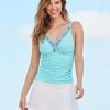 Women Cabana Life | Naples Embroidered Ruched Tankini Top