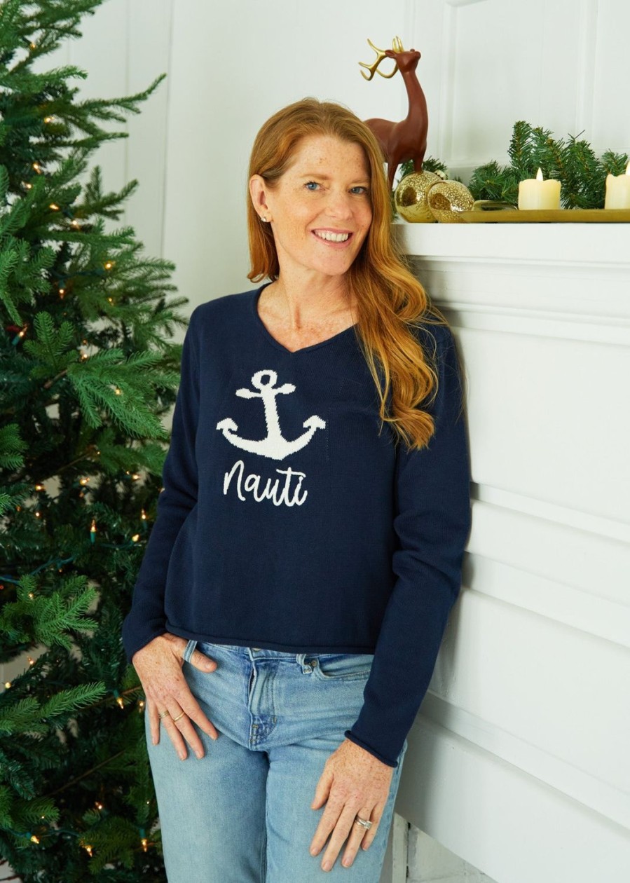 Women Cabana Life | Navy Nauti V-Neck Sweater