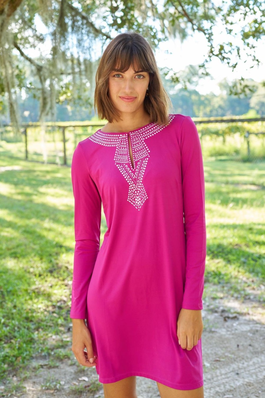 Women Cabana Life | Merlot Metallic Keyhole Dress